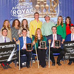 Black Hawk College East livestock judging team members preparing for competition